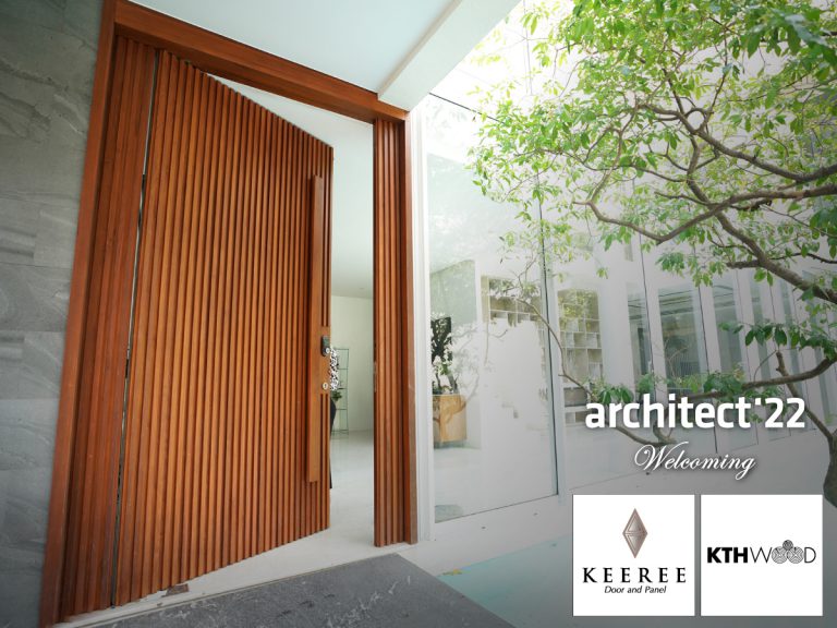 Prepare to be greeted with a modern natural wood products by Keeree door and Panel at Architect Expo 2022