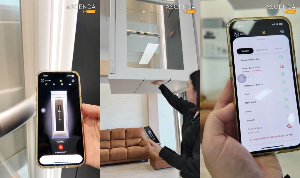 App ของ Ascenda by Cibs Lift ที่สามารกดเรียกลิฟท์ผ่านมือถือและ Monitor การทำงานของลิฟท์ในบ้านได้
