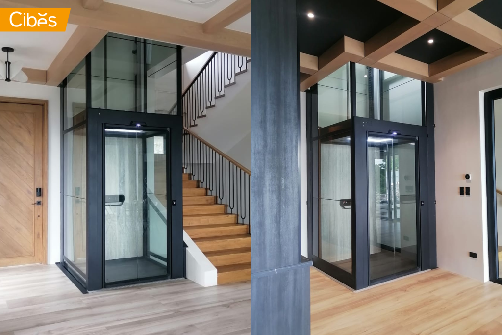 ลิฟท์บ้าน Cibes Lift รุ่น V90 Aurora ติดตั้งตรงช่องกลางบันได